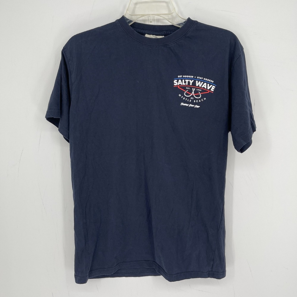 Tsunami Men's Navy Blue Salty Wave Myrtle Beach Graphic Tee T-Shirt Size M
